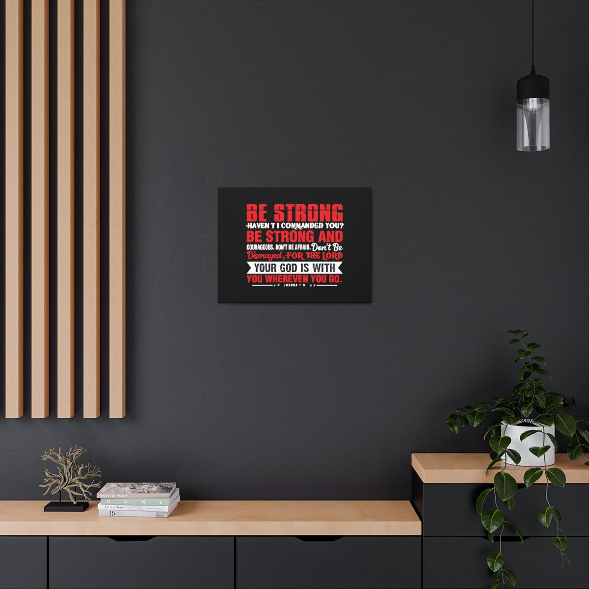 Scripture Walls Be Strong Red Joshua 1:9 Christian Wall Art Bible Verse Print Ready to Hang Unframed-Express Your Love Gifts