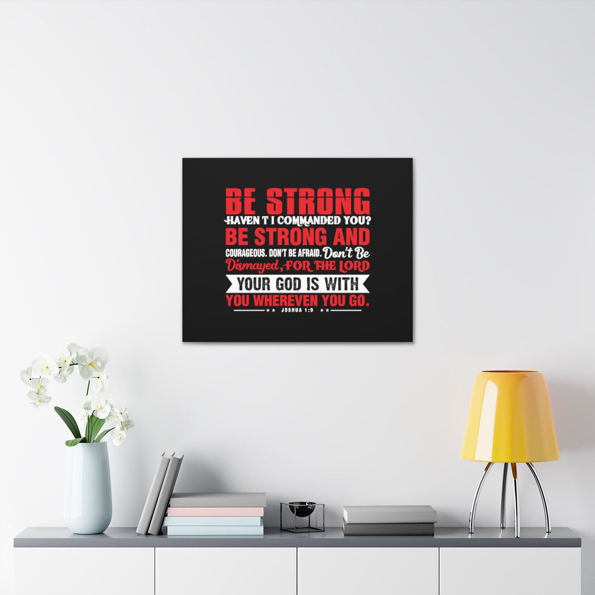 Scripture Walls Be Strong Red Joshua 1:9 Christian Wall Art Bible Verse Print Ready to Hang Unframed-Express Your Love Gifts