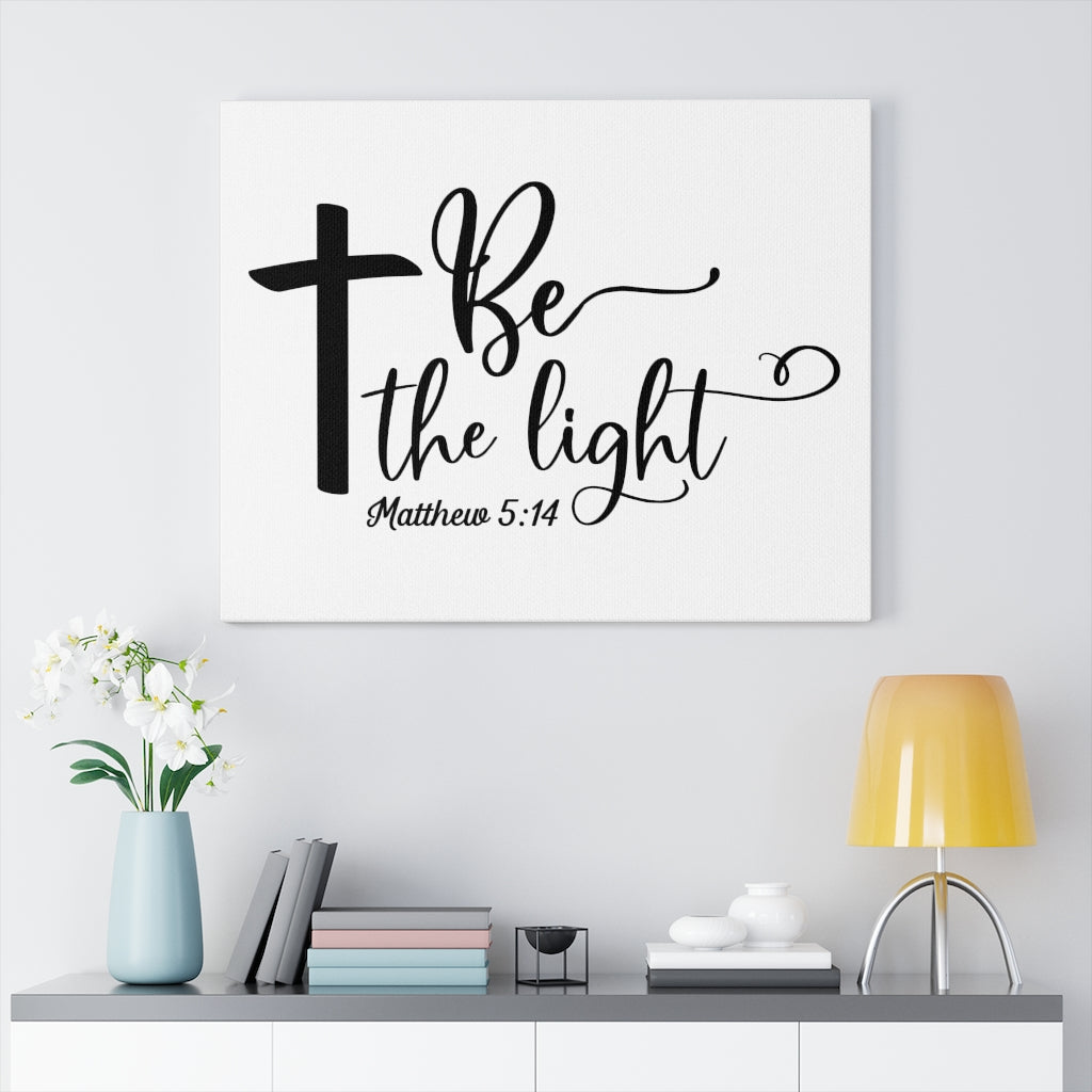 Scripture Walls Be The Light Matthew 5:14 Cross Bible Verse Canvas Christian Wall Art Ready to Hang Unframed-Express Your Love Gifts