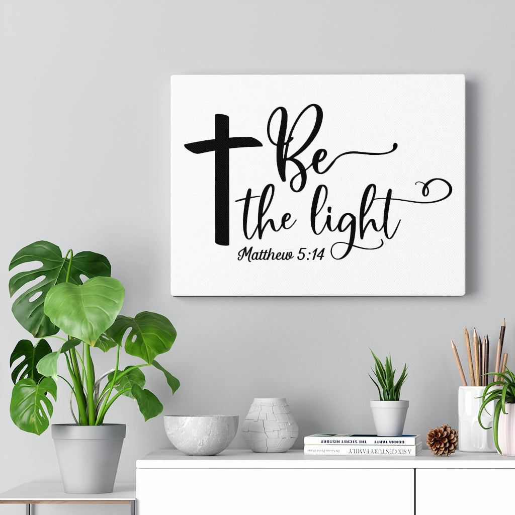 Scripture Walls Be The Light Matthew 5:14 Cross Bible Verse Canvas Christian Wall Art Ready to Hang Unframed-Express Your Love Gifts