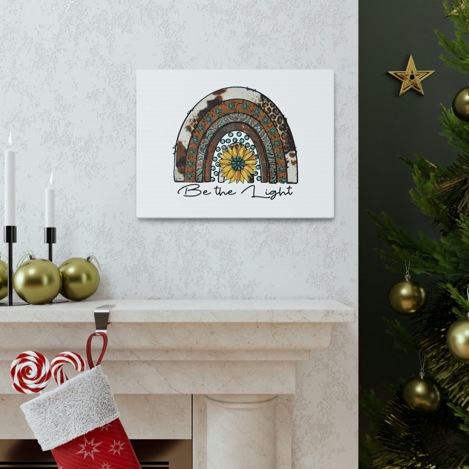 Scripture Walls Be The Light Matthew 5:14 Pattern Rainbow Christian Wall Art Bible Verse Print Ready to Hang Unframed-Express Your Love Gifts