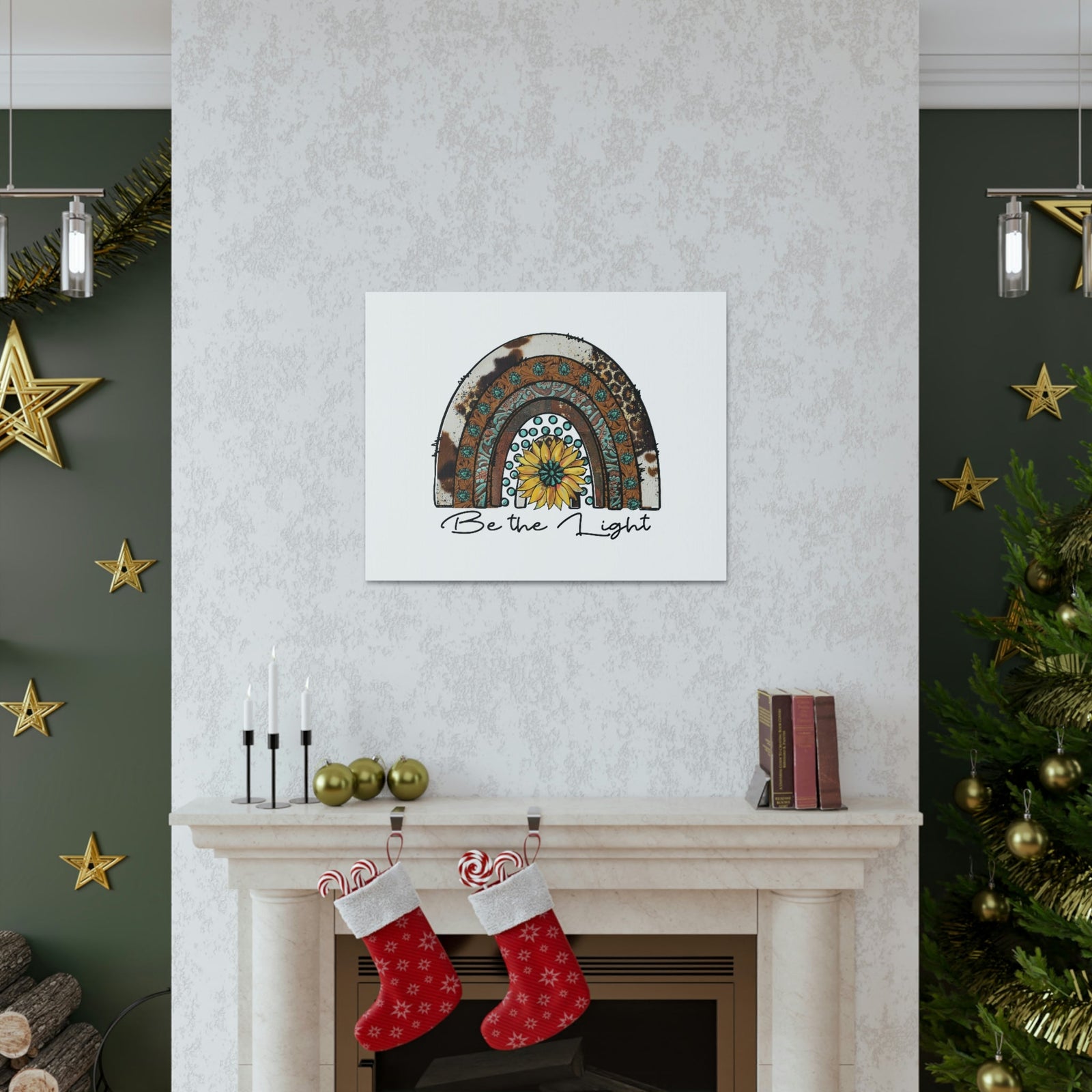 Scripture Walls Be The Light Matthew 5:14 Pattern Rainbow Christian Wall Art Bible Verse Print Ready to Hang Unframed-Express Your Love Gifts