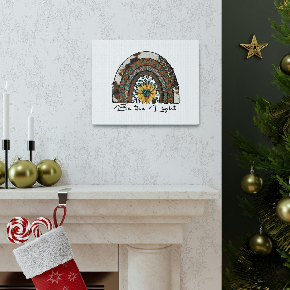 Scripture Walls Be The Light Matthew 5:14 Pattern Rainbow Christian Wall Art Bible Verse Print Ready to Hang Unframed-Express Your Love Gifts