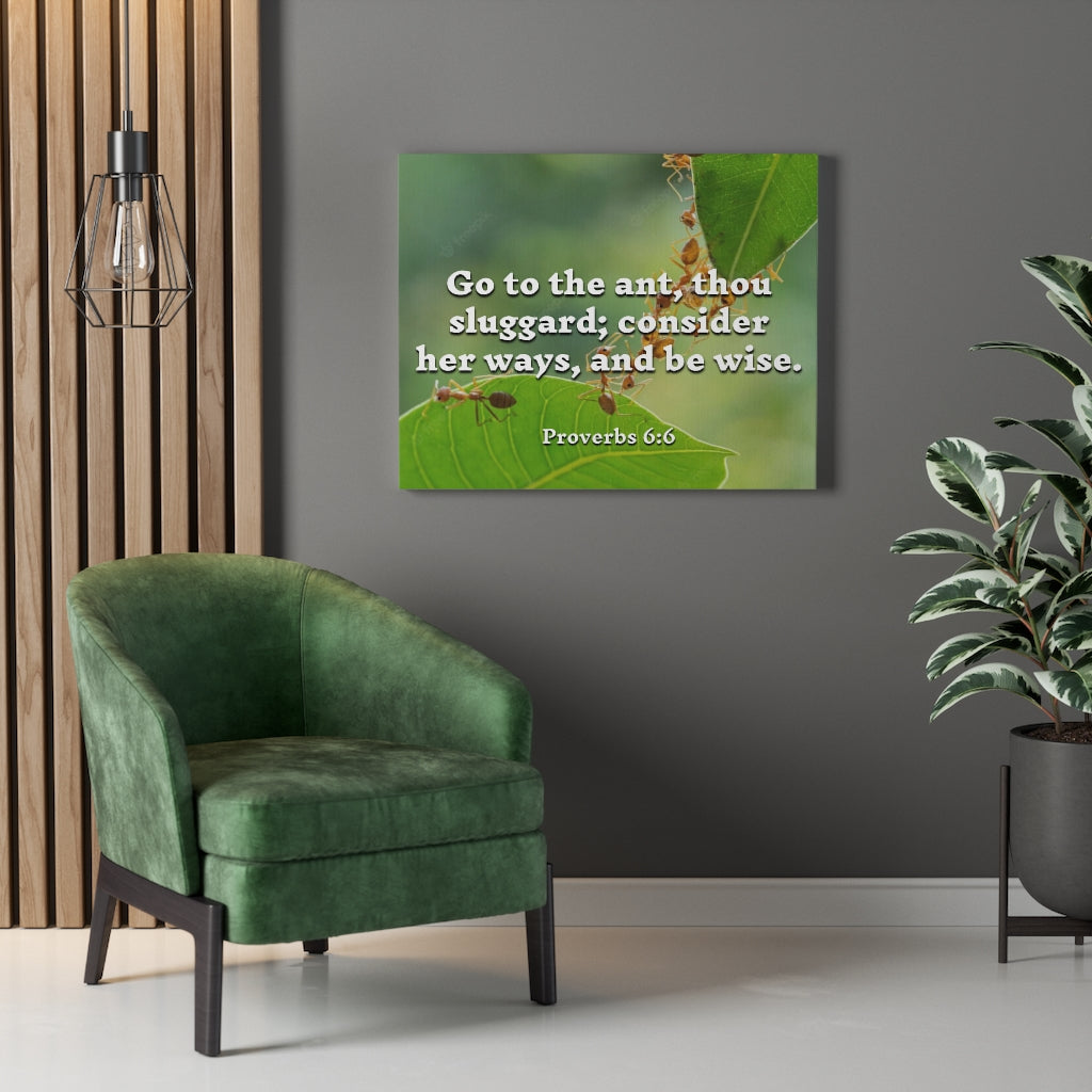 Scripture Walls Be Wise Proverbs 6:6 Bible Verse Canvas Christian Wall Art Ready to Hang Unframed-Express Your Love Gifts