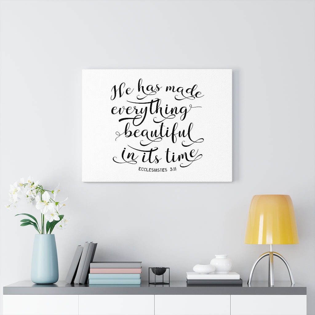 Scripture Walls Beautiful In It's Time Ecclesiastes 3:11 Plain Christian Wall Art Bible Verse Print Ready To Hang Unframed-Express Your Love Gifts
