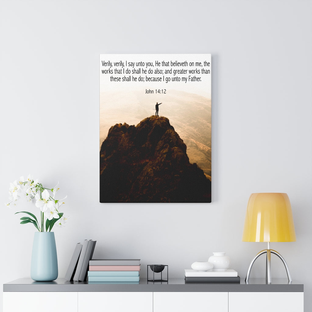 Scripture Walls Because Go Unto My Father John 14:12 Bible Verse Canvas Christian Wall Art Ready to Hang Unframed-Express Your Love Gifts