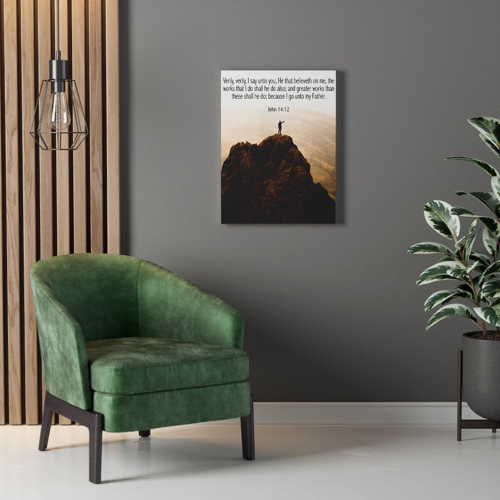 Scripture Walls Because Go Unto My Father John 14:12 Bible Verse Canvas Christian Wall Art Ready to Hang Unframed-Express Your Love Gifts