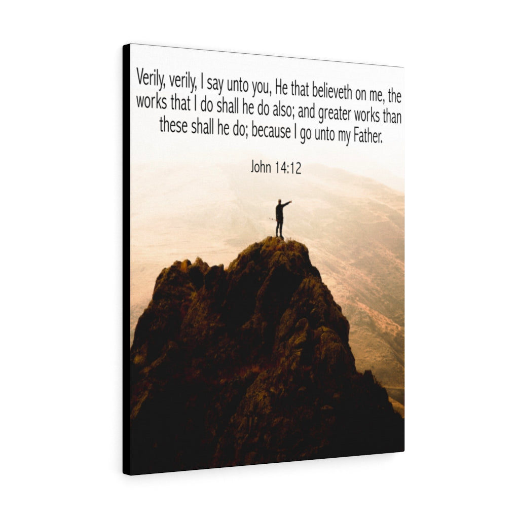 Scripture Walls Because Go Unto My Father John 14:12 Bible Verse Canvas Christian Wall Art Ready to Hang Unframed-Express Your Love Gifts