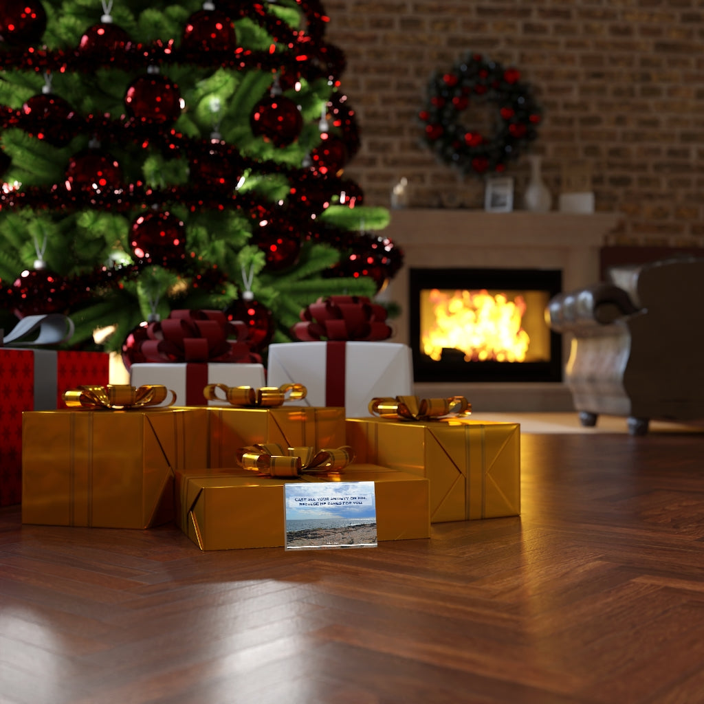 Scripture Walls Because He Cares For You 1 Peter 5:7 Bible Verse Canvas Christian Wall Art Ready to Hang Unframed-Express Your Love Gifts