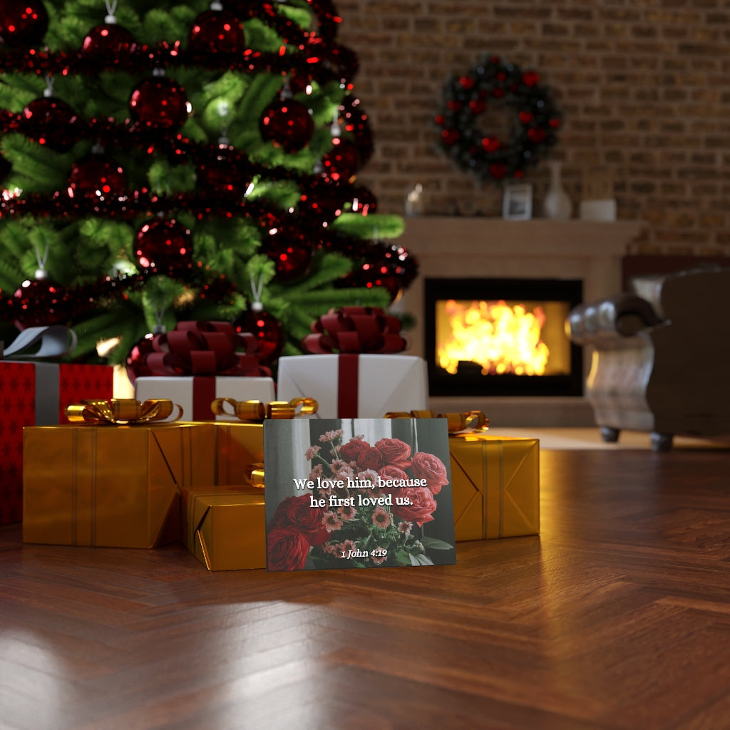 Scripture Walls Because He First Loved Us 1 John 4:19 Bible Verse Canvas Christian Wall Art Ready to Hang Unframed-Express Your Love Gifts