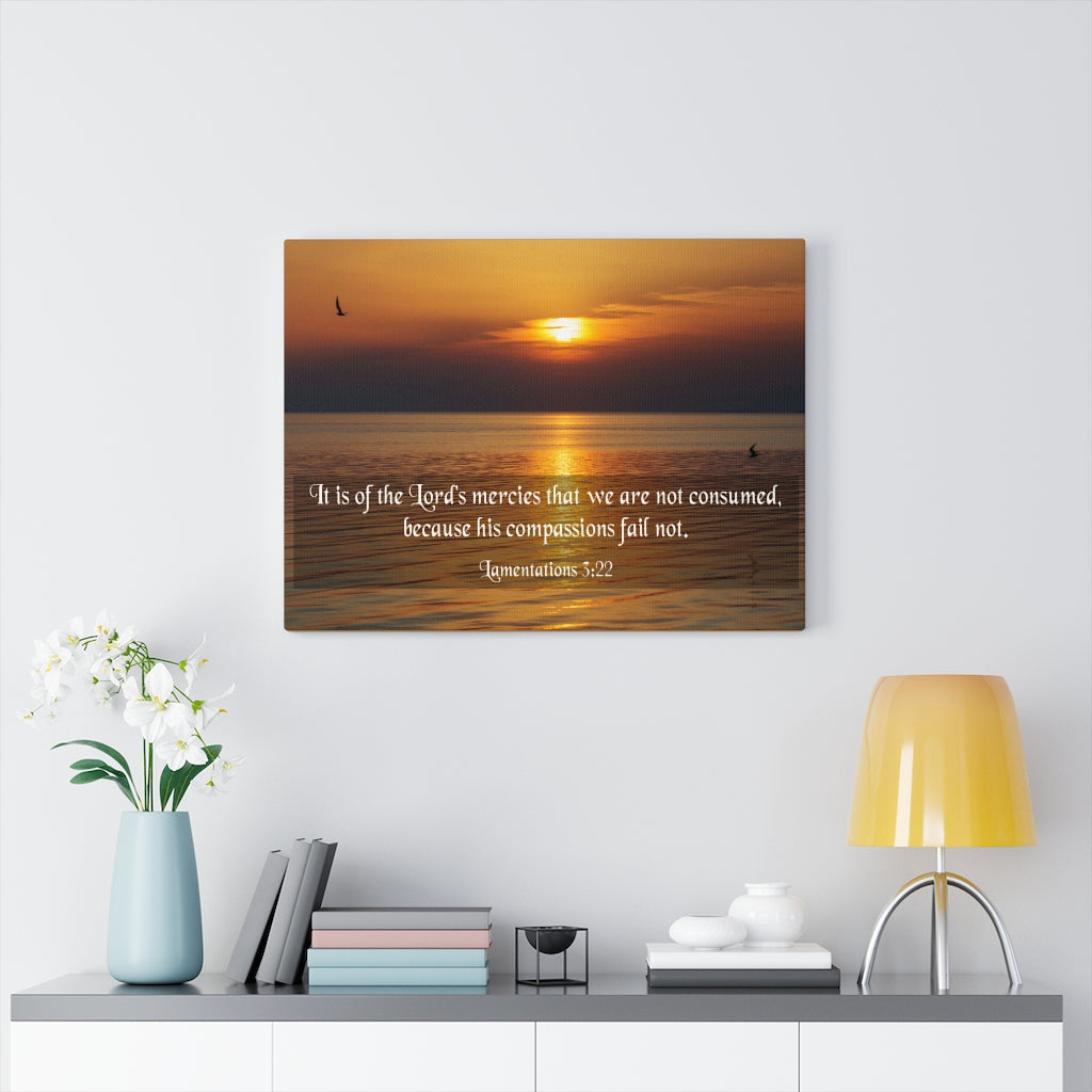Scripture Walls Because His Compassions Lamentations 3:22 Bible Verse Canvas Christian Wall Art Ready to Hang Unframed-Express Your Love Gifts