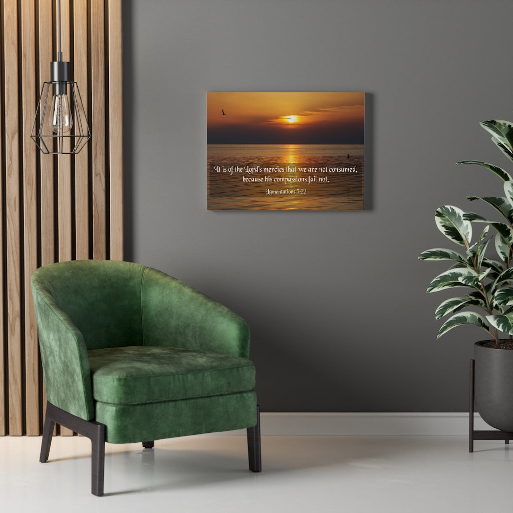 Scripture Walls Because His Compassions Lamentations 3:22 Bible Verse Canvas Christian Wall Art Ready to Hang Unframed-Express Your Love Gifts