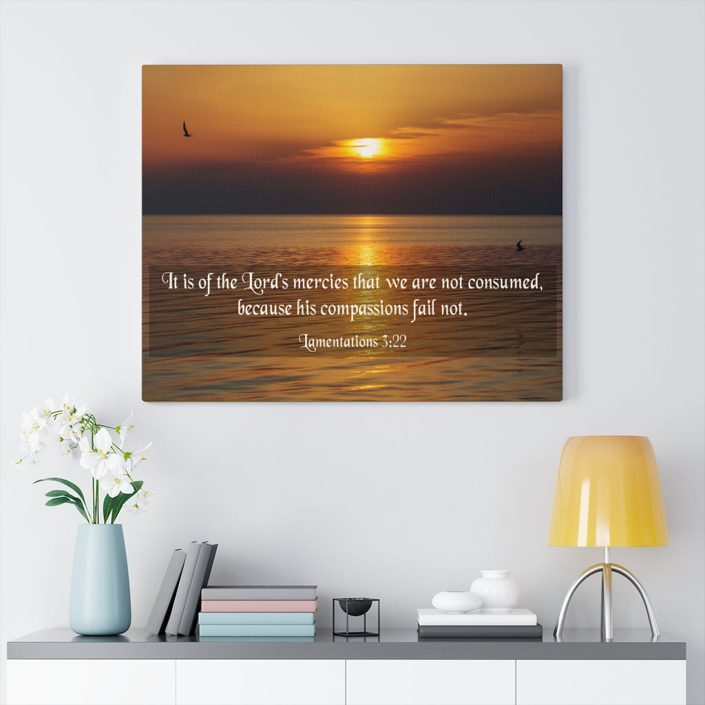 Scripture Walls Because His Compassions Lamentations 3:22 Bible Verse Canvas Christian Wall Art Ready to Hang Unframed-Express Your Love Gifts