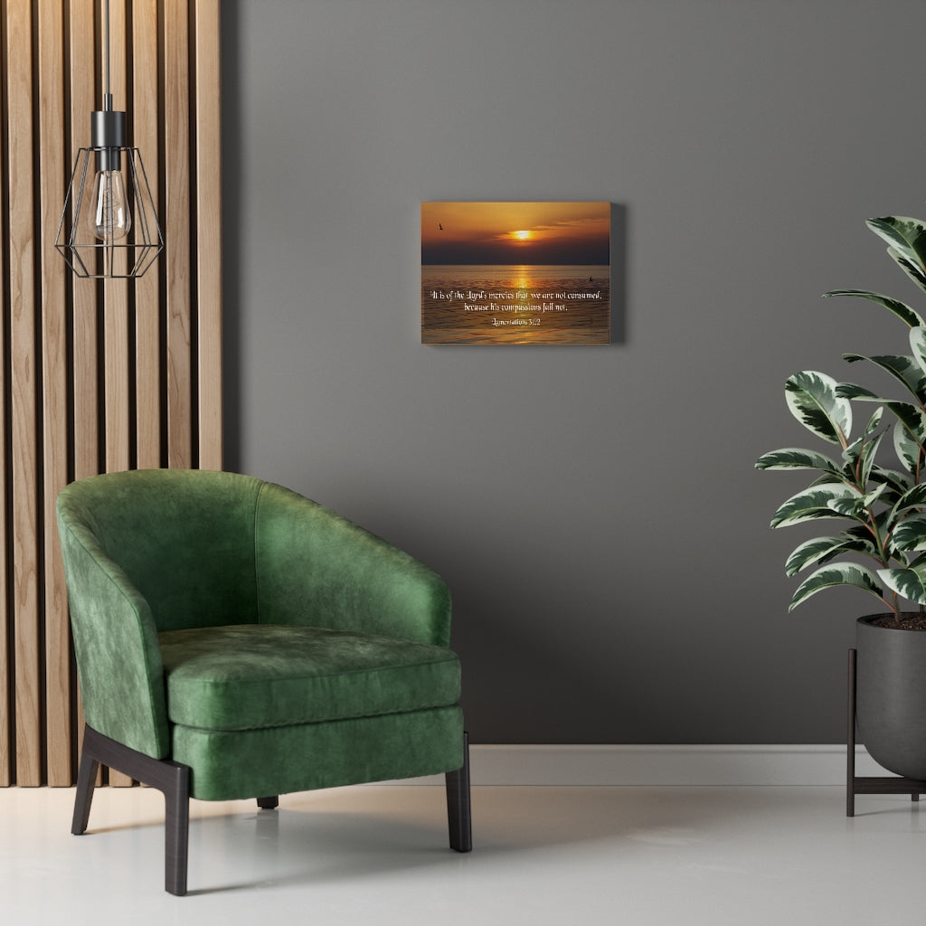 Scripture Walls Because His Compassions Lamentations 3:22 Bible Verse Canvas Christian Wall Art Ready to Hang Unframed-Express Your Love Gifts