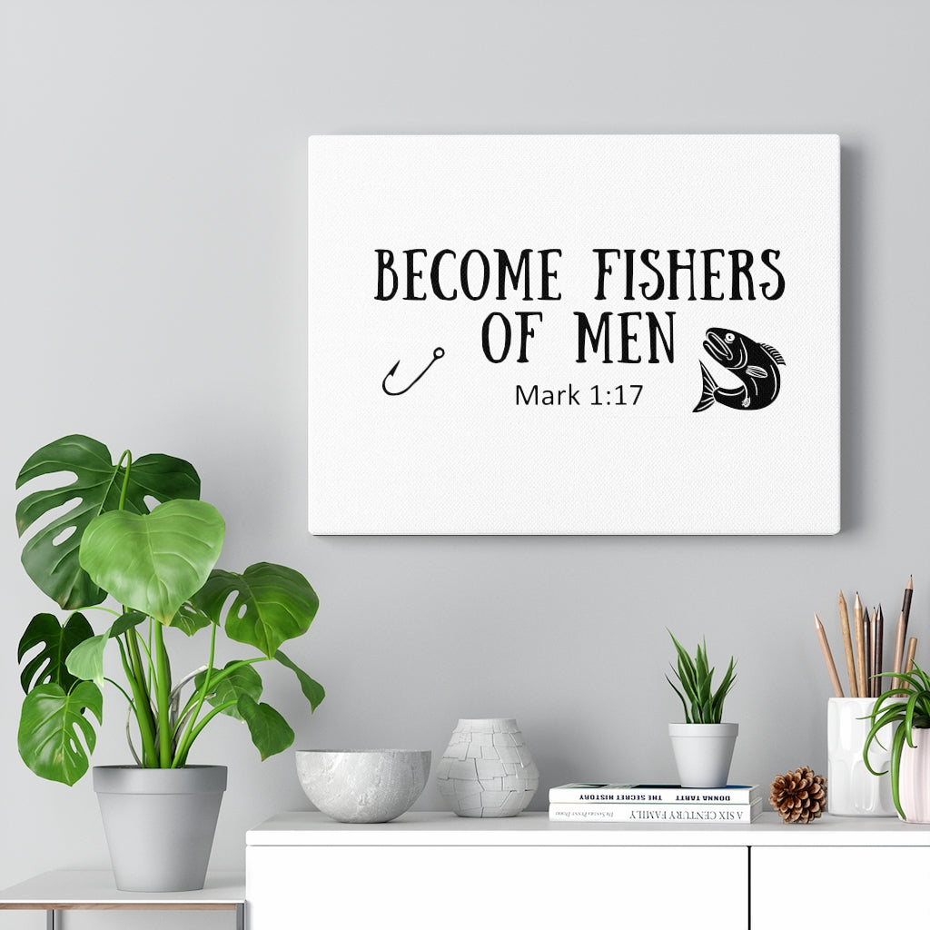 Scripture Walls Become Fishers Of Men Mark 1:17 Bible Verse Canvas Christian Wall Art Ready to Hang Unframed-Express Your Love Gifts