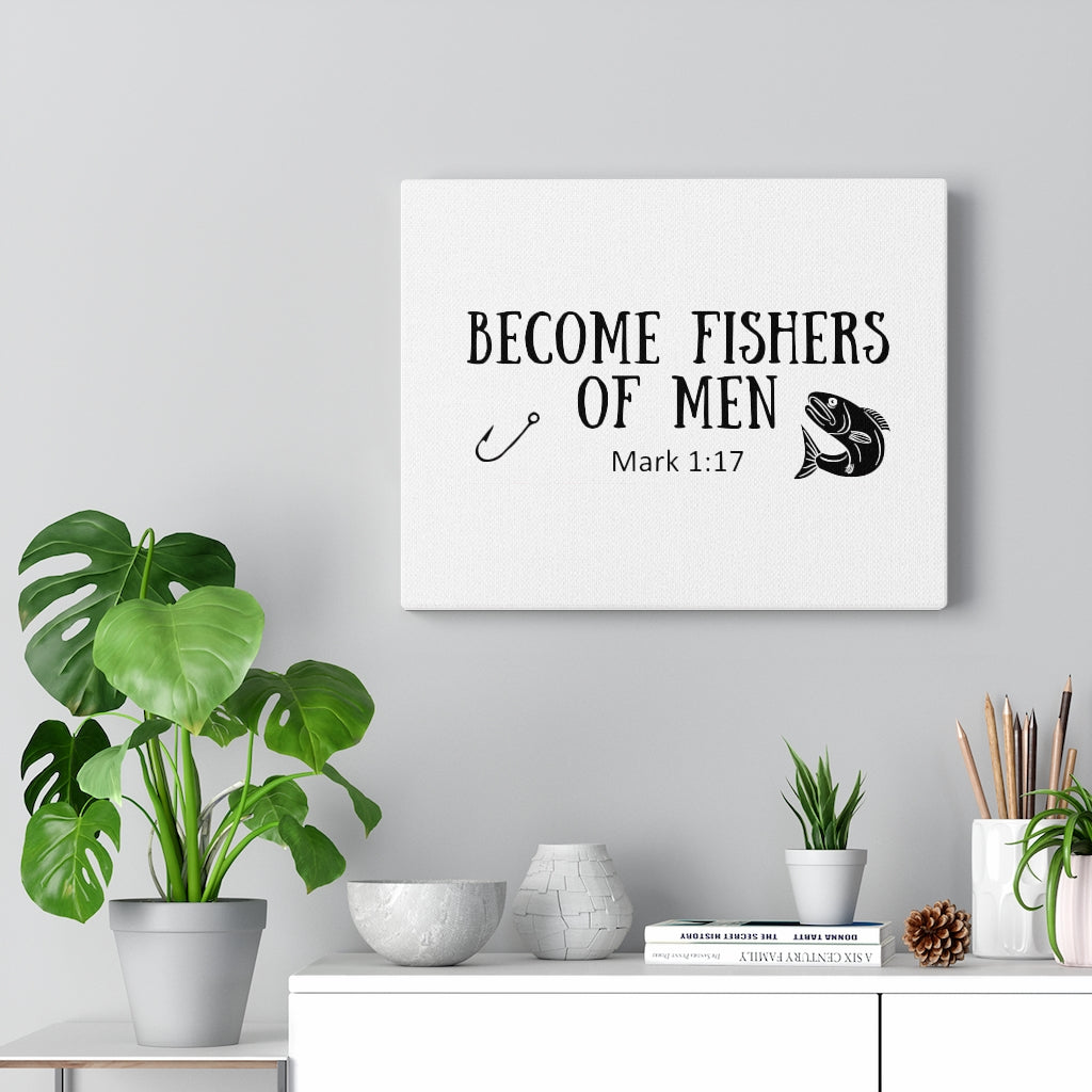 Scripture Walls Become Fishers Of Men Mark 1:17 Bible Verse Canvas Christian Wall Art Ready to Hang Unframed-Express Your Love Gifts