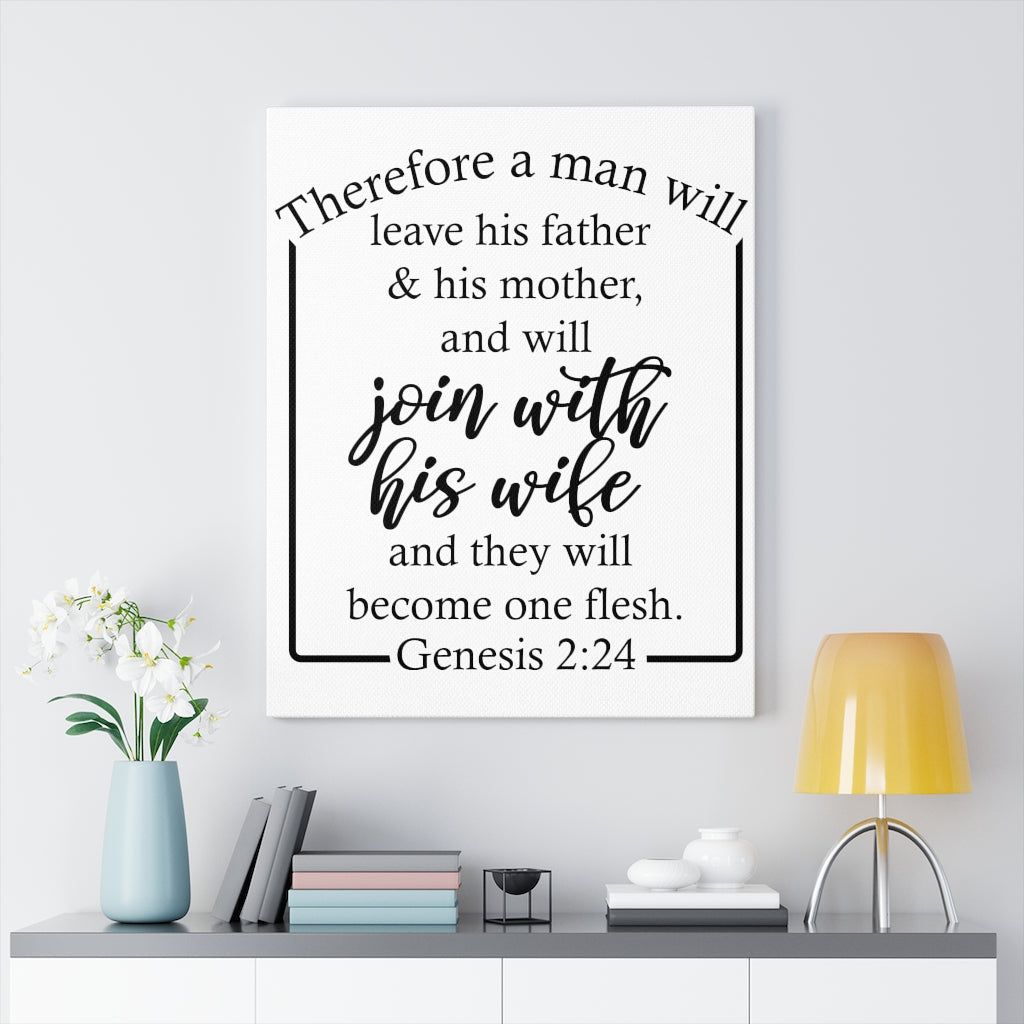Scripture Walls Become One Flesh Genesis 2:24 Bible Verse Canvas Christian Wall Art Ready to Hang Unframed-Express Your Love Gifts