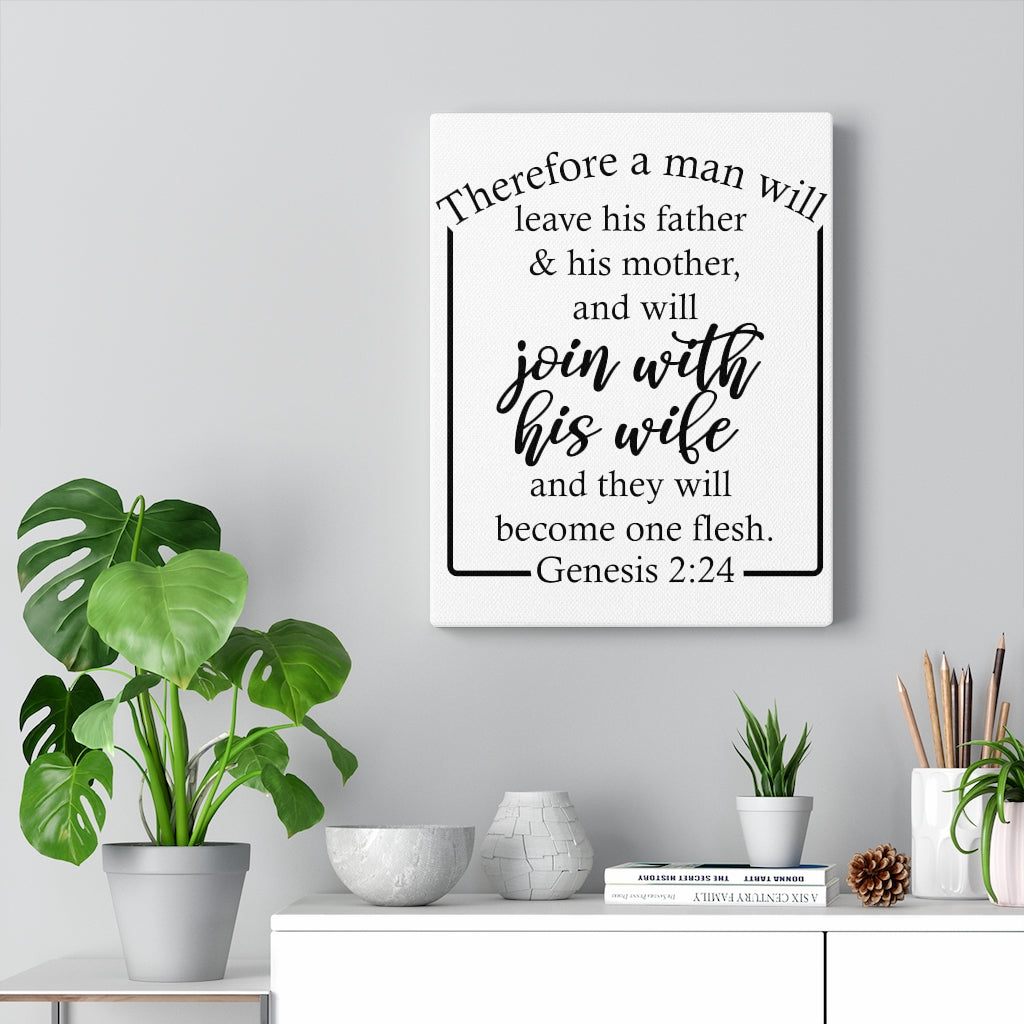 Scripture Walls Become One Flesh Genesis 2:24 Bible Verse Canvas Christian Wall Art Ready to Hang Unframed-Express Your Love Gifts