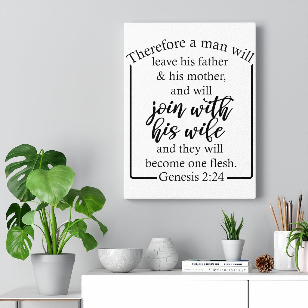 Scripture Walls Become One Flesh Genesis 2:24 Bible Verse Canvas Christian Wall Art Ready to Hang Unframed-Express Your Love Gifts