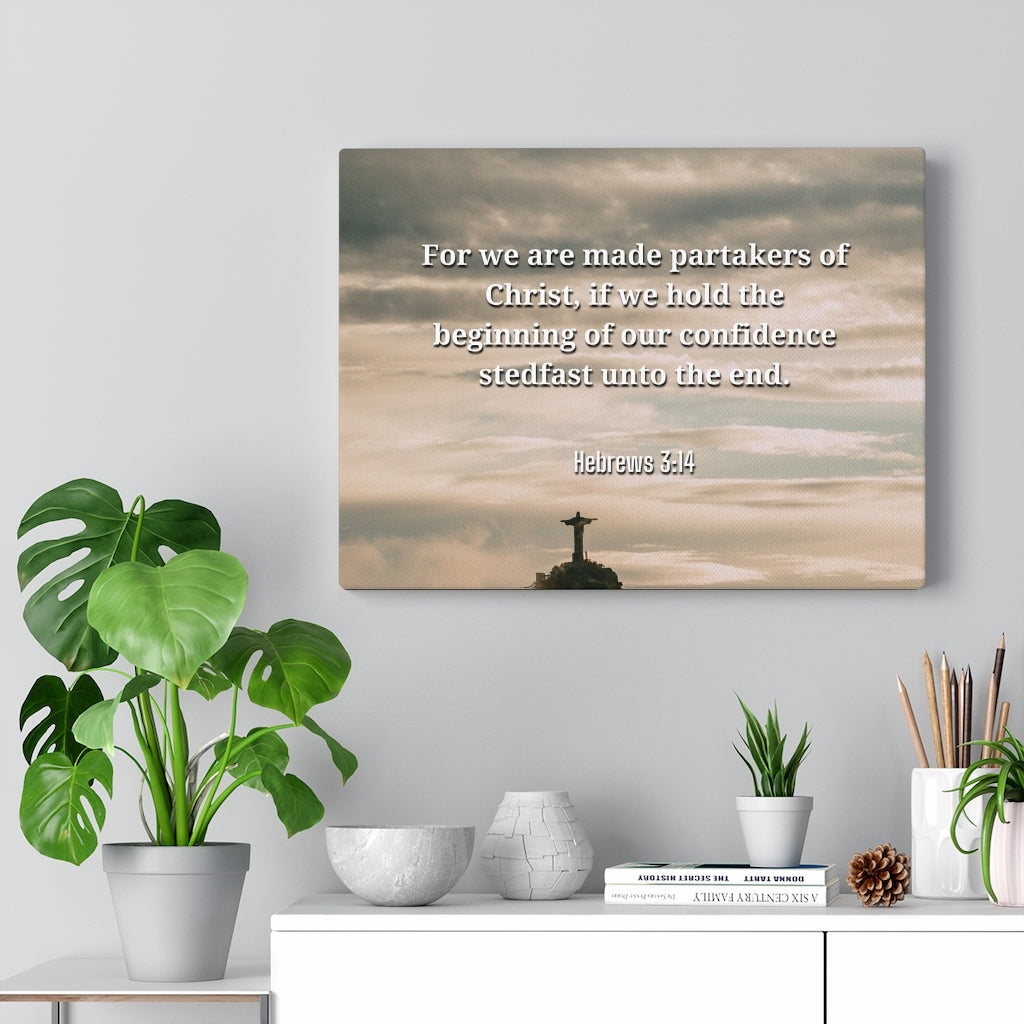 Scripture Walls Beginning Of Our Confidence Hebrews 3:14 Bible Verse Canvas Christian Wall Art Ready to Hang Unframed-Express Your Love Gifts