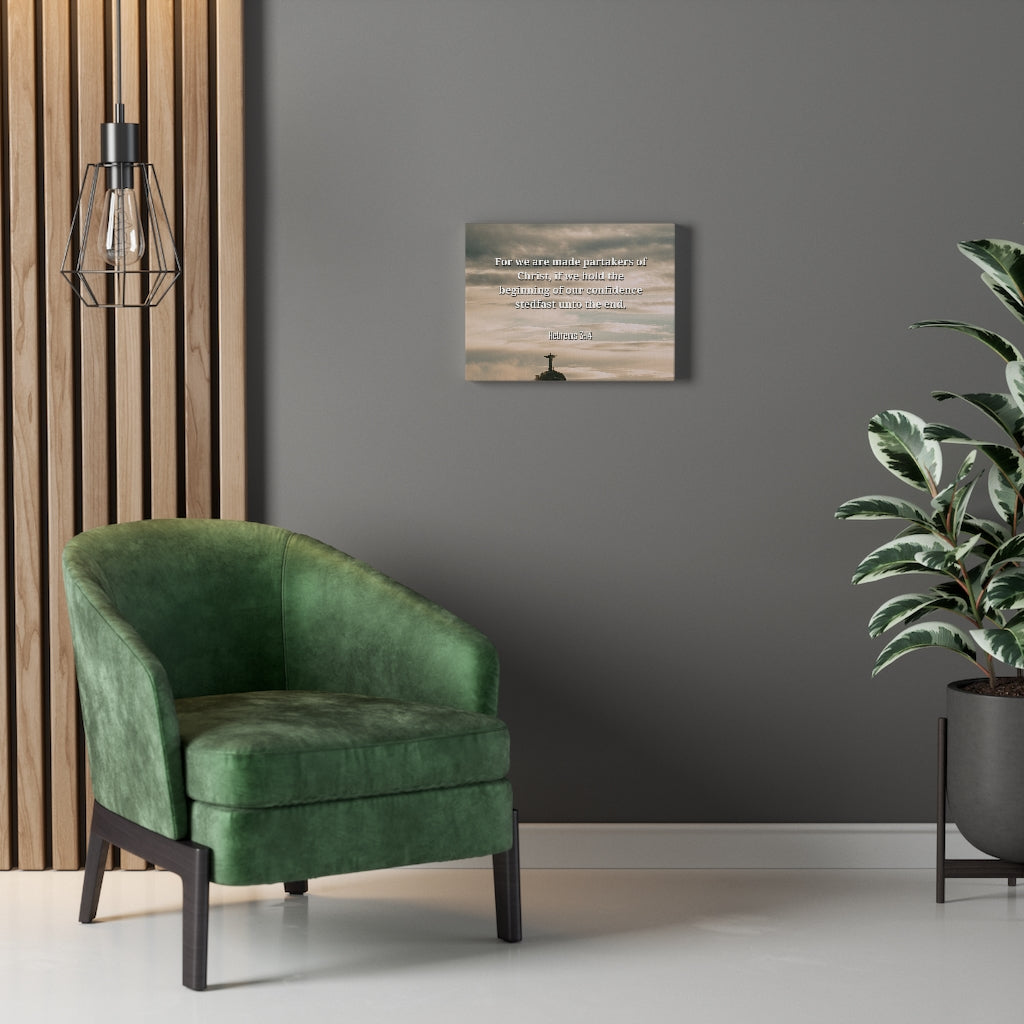 Scripture Walls Beginning Of Our Confidence Hebrews 3:14 Bible Verse Canvas Christian Wall Art Ready to Hang Unframed-Express Your Love Gifts