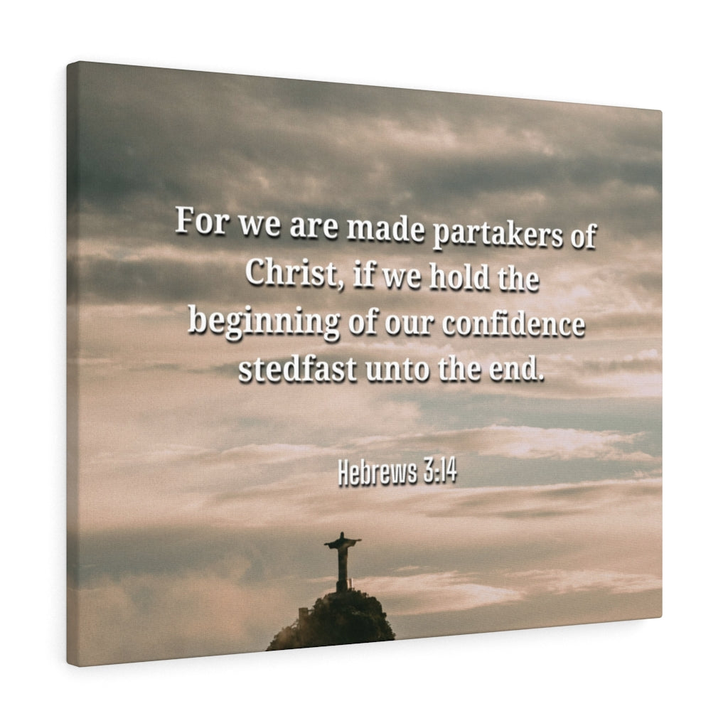 Scripture Walls Beginning Of Our Confidence Hebrews 3:14 Bible Verse Canvas Christian Wall Art Ready to Hang Unframed-Express Your Love Gifts