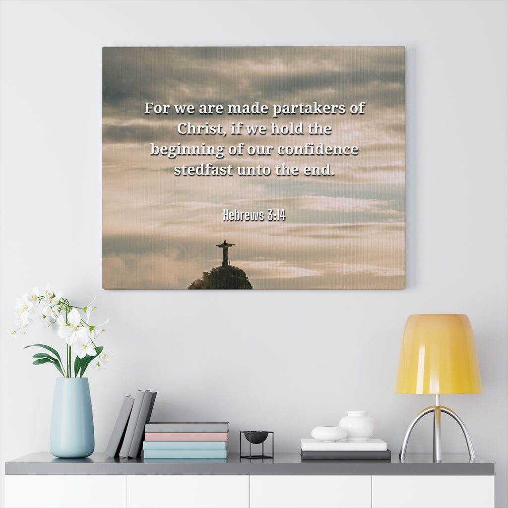 Scripture Walls Beginning Of Our Confidence Hebrews 3:14 Bible Verse Canvas Christian Wall Art Ready to Hang Unframed-Express Your Love Gifts