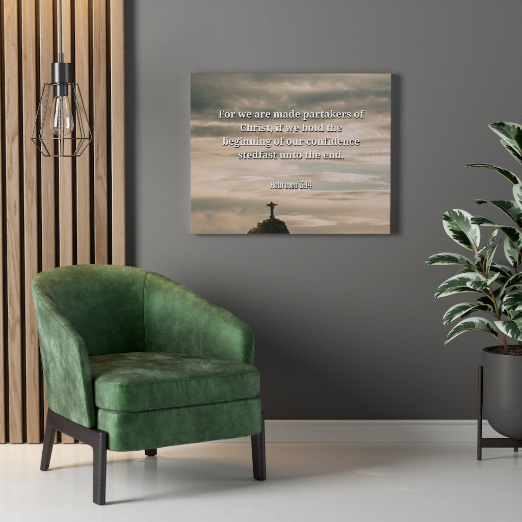 Scripture Walls Beginning Of Our Confidence Hebrews 3:14 Bible Verse Canvas Christian Wall Art Ready to Hang Unframed-Express Your Love Gifts