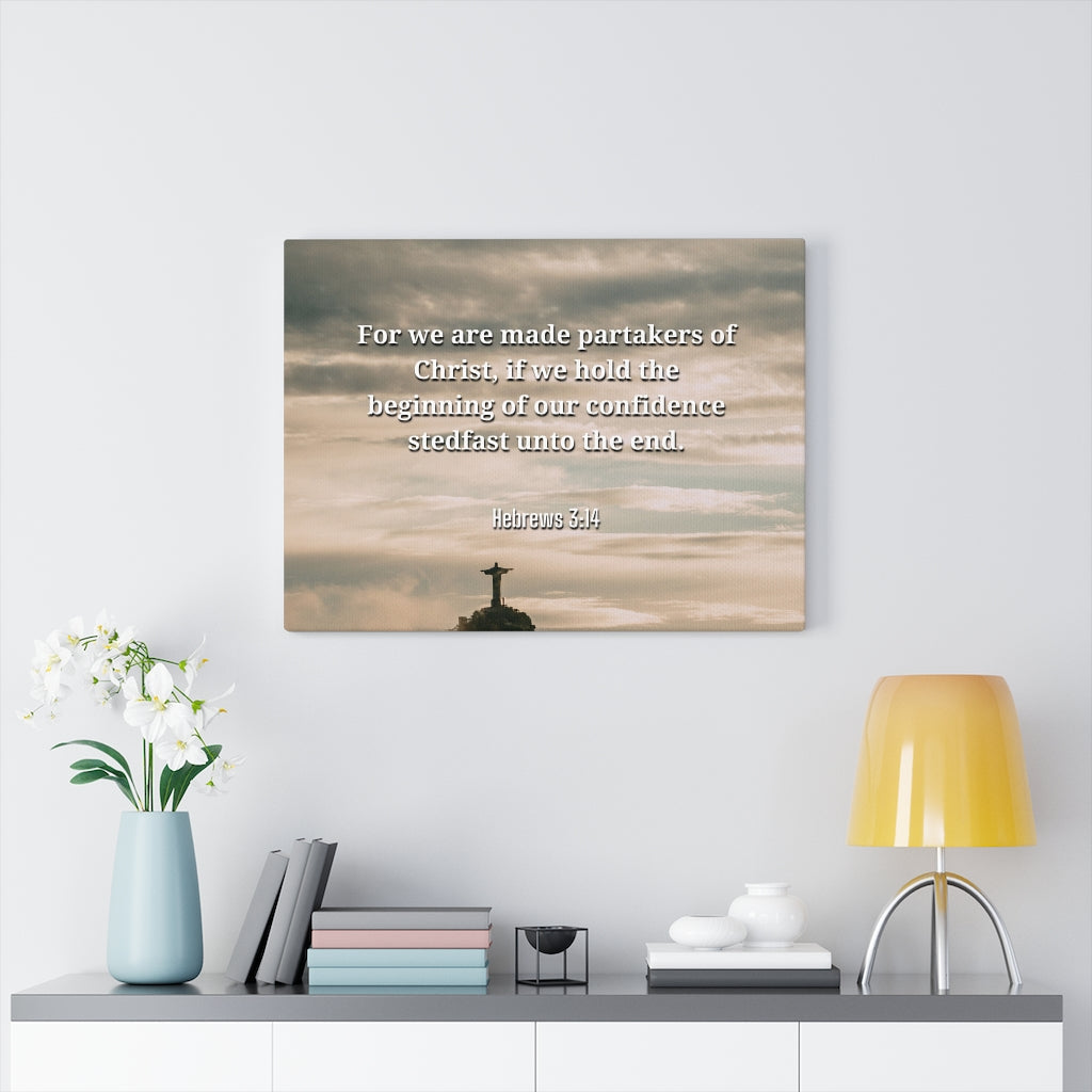 Scripture Walls Beginning Of Our Confidence Hebrews 3:14 Bible Verse Canvas Christian Wall Art Ready to Hang Unframed-Express Your Love Gifts