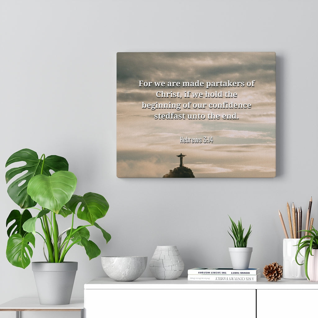 Scripture Walls Beginning Of Our Confidence Hebrews 3:14 Bible Verse Canvas Christian Wall Art Ready to Hang Unframed-Express Your Love Gifts