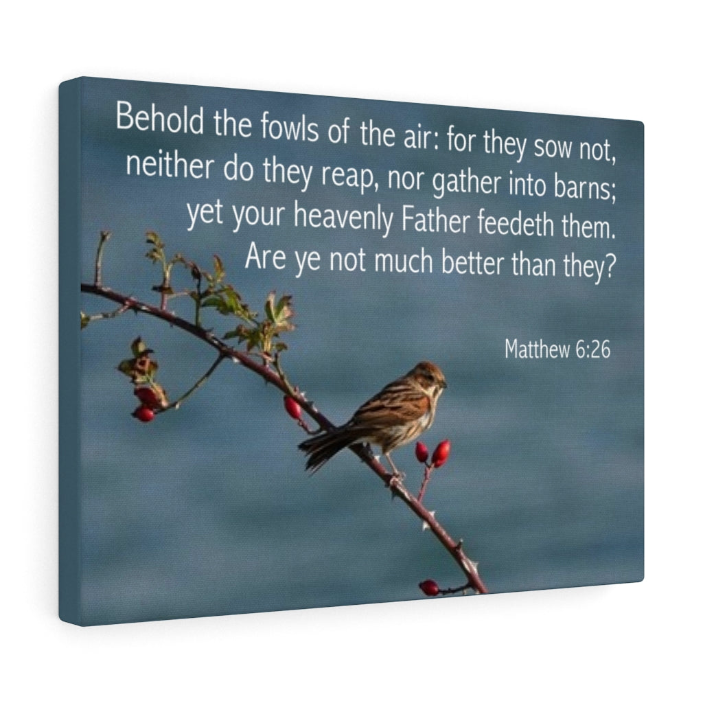 Scripture Walls Behold The Fowls Matthew 6:26 Bible Verse Canvas Christian Wall Art Ready to Hang Unframed-Express Your Love Gifts