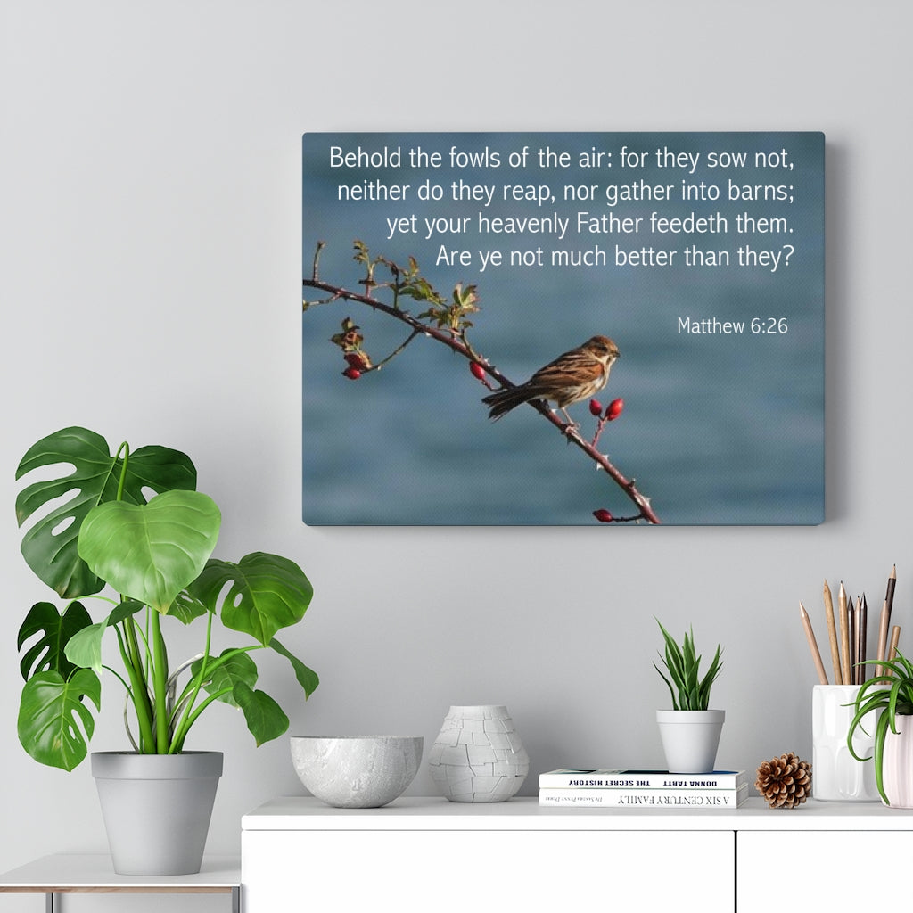 Scripture Walls Behold The Fowls Matthew 6:26 Bible Verse Canvas Christian Wall Art Ready to Hang Unframed-Express Your Love Gifts
