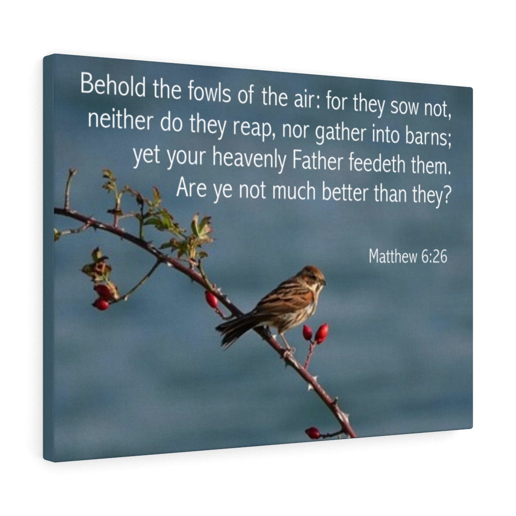 Scripture Walls Behold The Fowls Matthew 6:26 Bible Verse Canvas Christian Wall Art Ready to Hang Unframed-Express Your Love Gifts