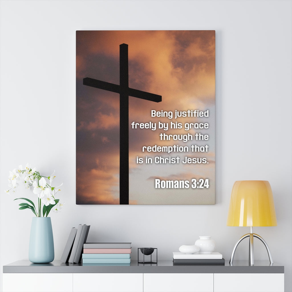 Scripture Walls Being Justified Romans 3:24 Bible Verse Canvas Christian Wall Art Ready to Hang Unframed-Express Your Love Gifts