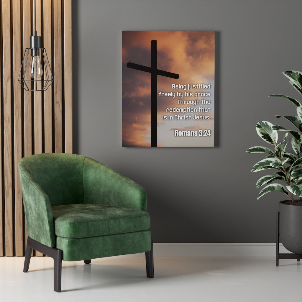 Scripture Walls Being Justified Romans 3:24 Bible Verse Canvas Christian Wall Art Ready to Hang Unframed-Express Your Love Gifts