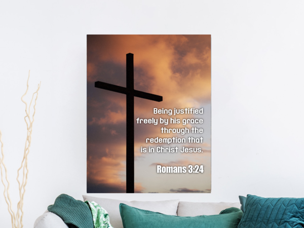Scripture Walls Being Justified Romans 3:24 Bible Verse Canvas Christian Wall Art Ready to Hang Unframed-Express Your Love Gifts