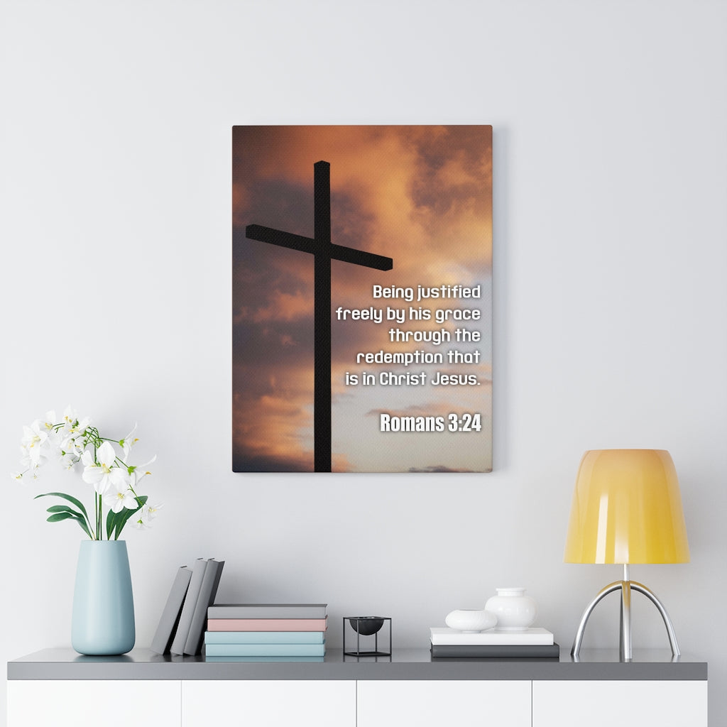 Scripture Walls Being Justified Romans 3:24 Bible Verse Canvas Christian Wall Art Ready to Hang Unframed-Express Your Love Gifts