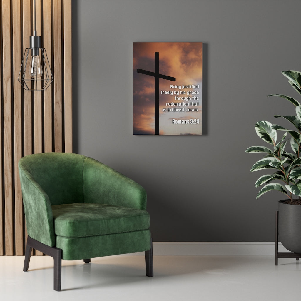 Scripture Walls Being Justified Romans 3:24 Bible Verse Canvas Christian Wall Art Ready to Hang Unframed-Express Your Love Gifts