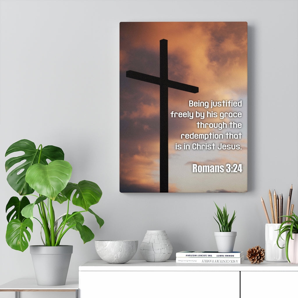Scripture Walls Being Justified Romans 3:24 Bible Verse Canvas Christian Wall Art Ready to Hang Unframed-Express Your Love Gifts