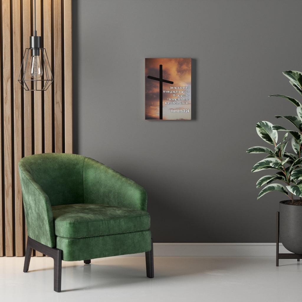 Scripture Walls Being Justified Romans 3:24 Bible Verse Canvas Christian Wall Art Ready to Hang Unframed-Express Your Love Gifts