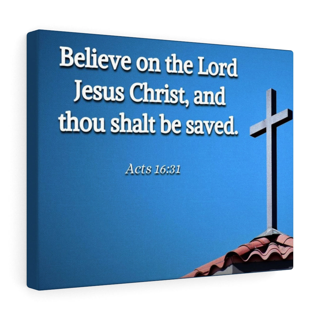 Scripture Walls Believe Acts 16:31 Bible Verse Canvas Christian Wall Art Ready to Hang Unframed-Express Your Love Gifts
