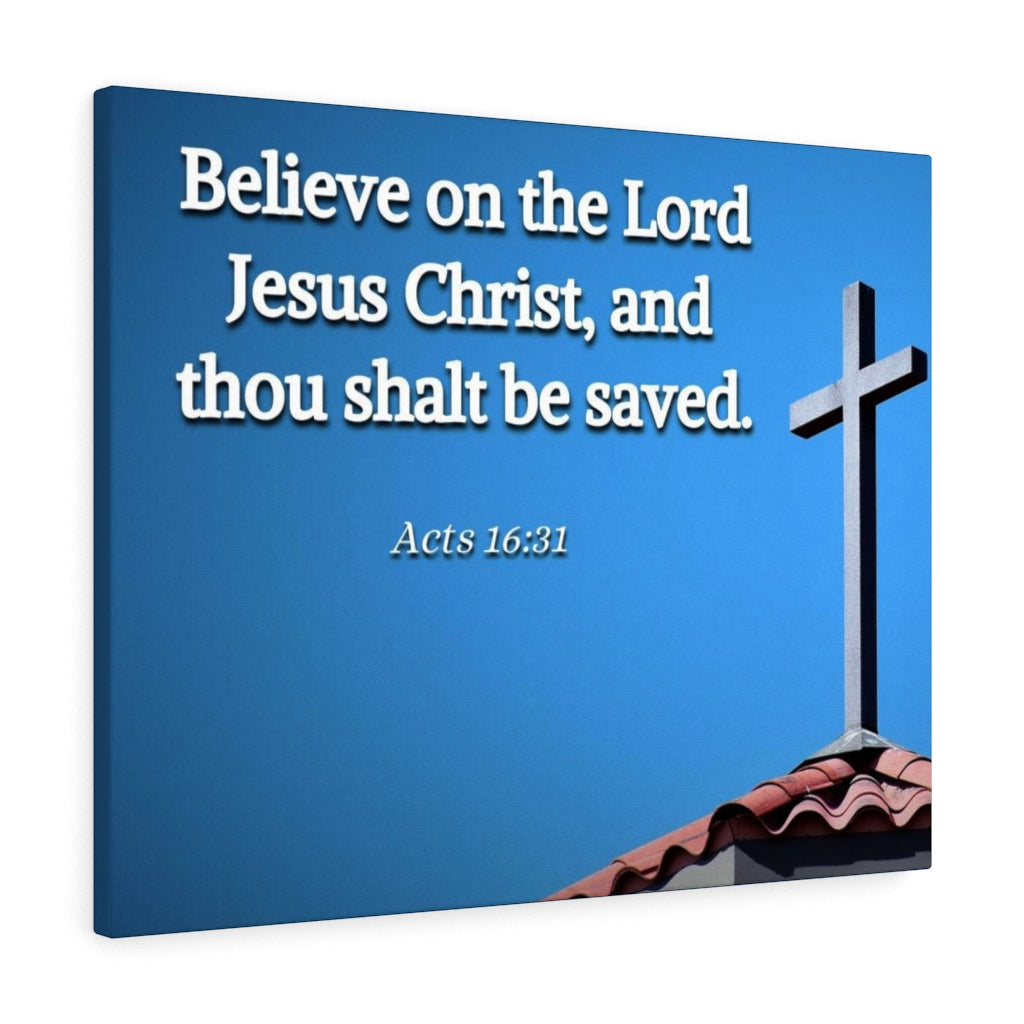 Scripture Walls Believe Acts 16:31 Bible Verse Canvas Christian Wall Art Ready to Hang Unframed-Express Your Love Gifts