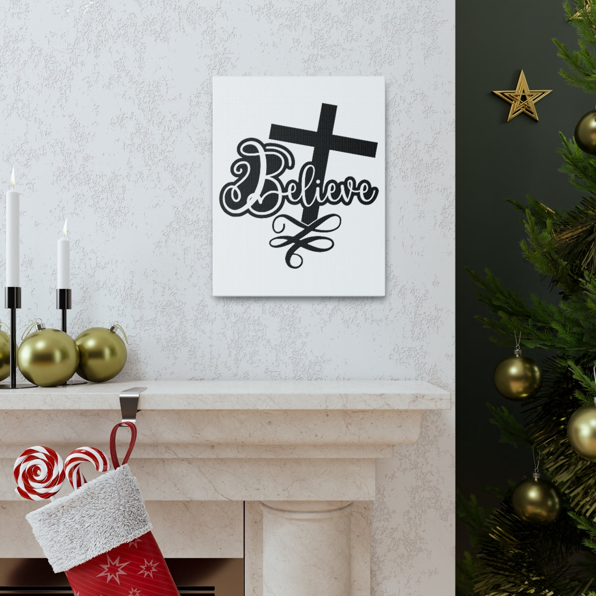 Scripture Walls Believe Acts 16:31 Christian Wall Art Print Ready to Hang Unframed-Express Your Love Gifts