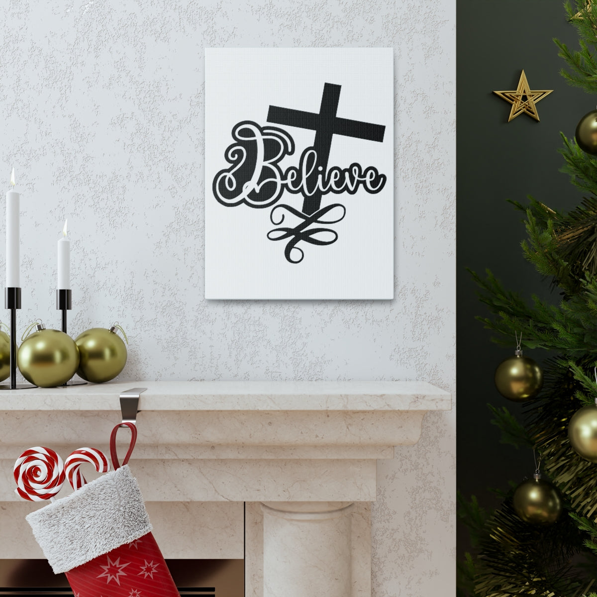 Scripture Walls Believe Acts 16:31 Christian Wall Art Print Ready to Hang Unframed-Express Your Love Gifts