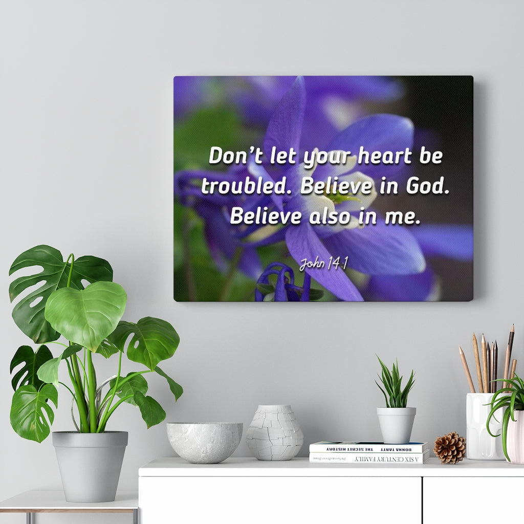 Scripture Walls Believe In God Believe Also In Me John 14:1 Bible Verse Canvas Christian Wall Art Ready to Hang Unframed-Express Your Love Gifts