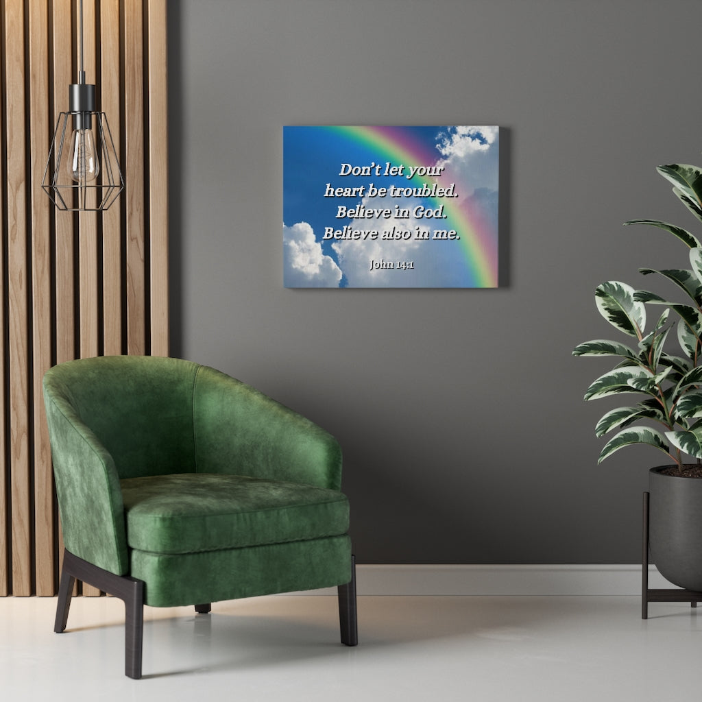 Scripture Walls Believe In God John 14:1 Bible Verse Canvas Christian Wall Art Ready to Hang Unframed-Express Your Love Gifts