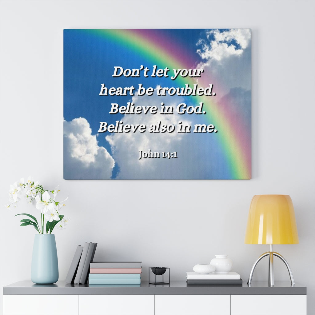 Scripture Walls Believe In God John 14:1 Bible Verse Canvas Christian Wall Art Ready to Hang Unframed-Express Your Love Gifts