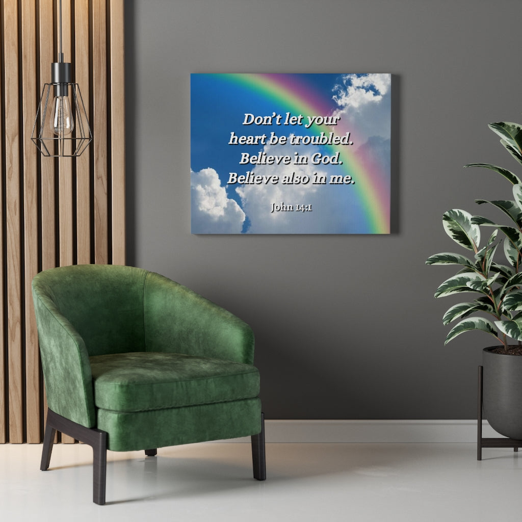 Scripture Walls Believe In God John 14:1 Bible Verse Canvas Christian Wall Art Ready to Hang Unframed-Express Your Love Gifts