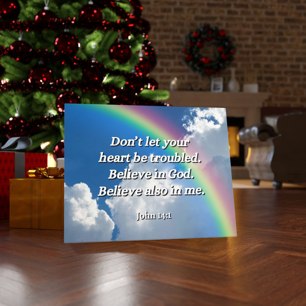 Scripture Walls Believe In God John 14:1 Bible Verse Canvas Christian Wall Art Ready to Hang Unframed-Express Your Love Gifts