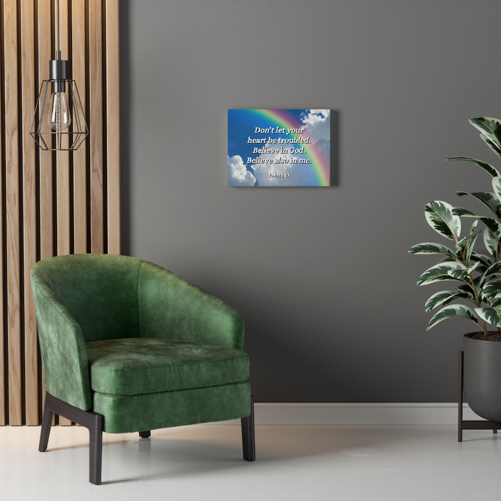 Scripture Walls Believe In God John 14:1 Bible Verse Canvas Christian Wall Art Ready to Hang Unframed-Express Your Love Gifts